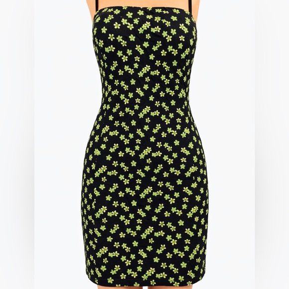 The Limited Dresses & Skirts - The Limited Black Floral Mini Dress Green Print Fitted Stretch Size 4